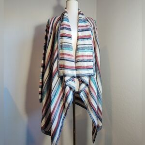 Wonen's Absolutely Famous Waterfall Striped Cardigan Boho Size Large